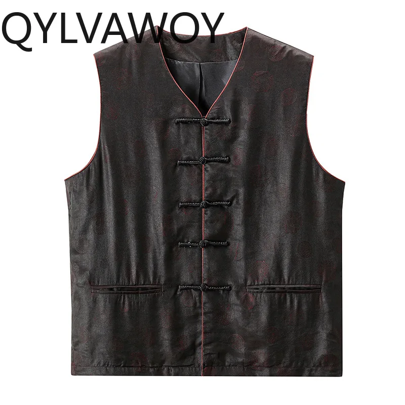 QYLVAWOY 100% Real Mulberry Silk Men's T-shirts and Tank Tops 2026 Sleeveless Vest Casual Spring Autumn Mens Vests ropa hombre