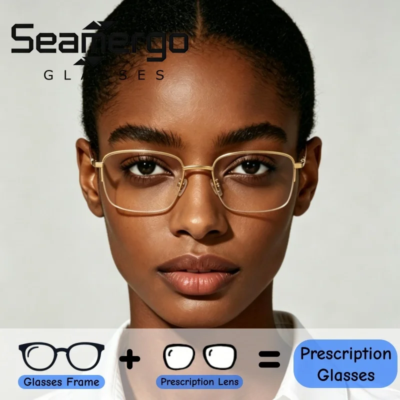 SEAMERGO High-definition Half-frame Anti-Blue Light Prescription Glasses for Women Men Myopia Presbyopia Diopter Customization
