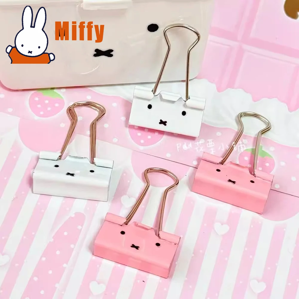 Kawaii Miffy Binder Clip Cute Paper Clamp 19mm Metal Ticket Holder File Organization Desk Stationery School Office Girl Gift