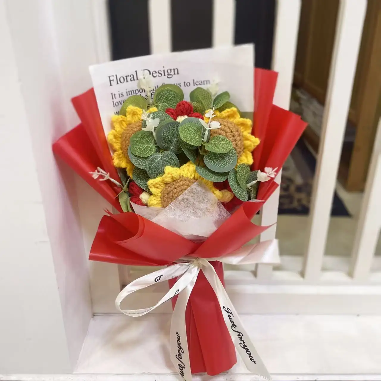 الانتهاء من محبوك زهور الكروشيه الاصطناعية عباد الشمس الإبداعية محبوك باقة عيد الحب هدايا عيد ميلاد التخرج