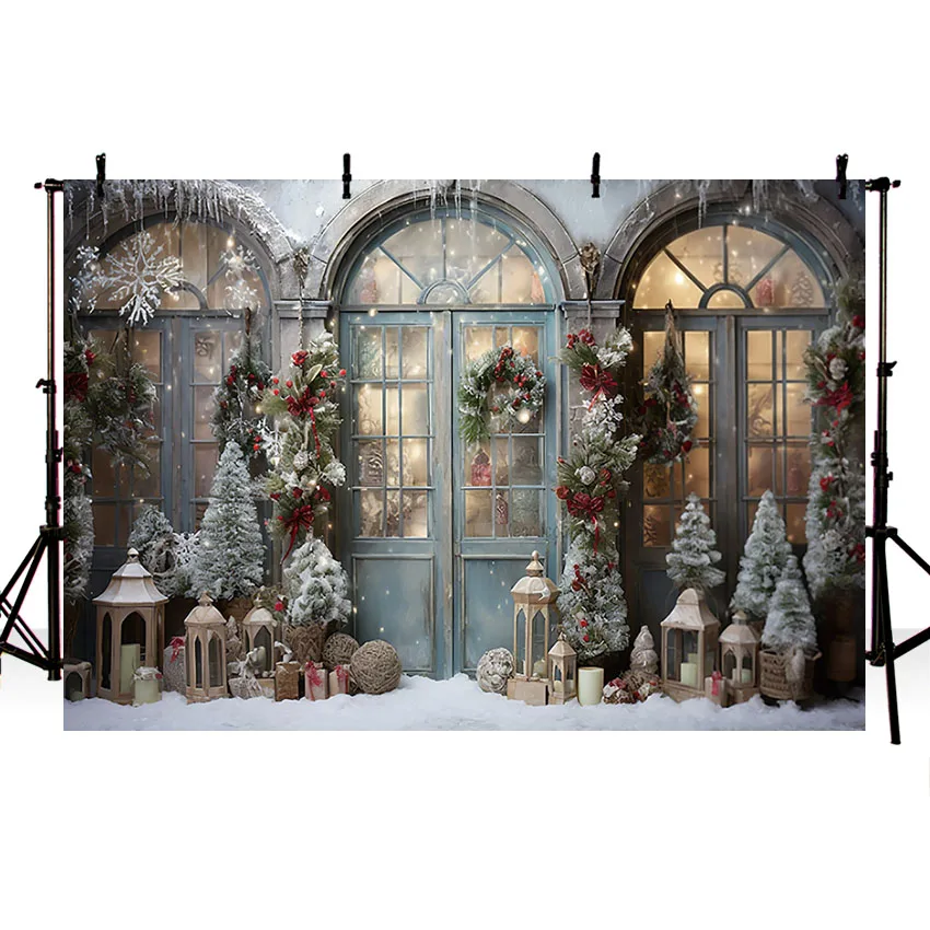 Mehofond Photography Background Winter Christmas Window Snow Xmas Trees Kids Family Party Portrait Decor Backdrop Photo Studio