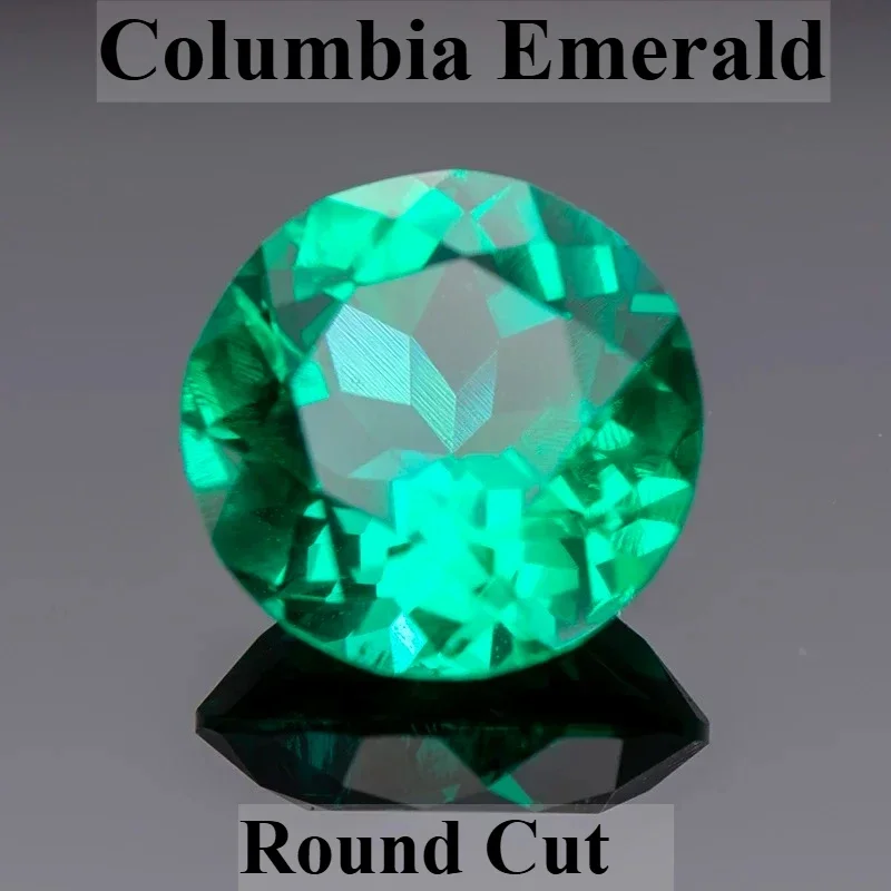 AbLab Grown Columbia Emerald Hand Cut Round Cut Gemstone for Women Jewelry Rings Earrings Making Selectable AGL Certificate