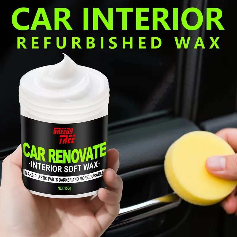 GREEDY TRICE Renovate Wax – Polishing & Blackening for Car Plastic Trim, Restores Faded Bumper & Molding with Deep Black Shine,