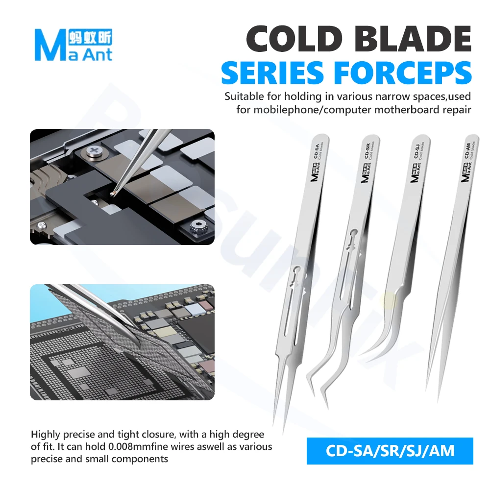 MaAnt Cold Blade Series Non-Magnetic Forceps for Phone Repair Motherboards PCBs ICs Small Components Jumper Wires Gripping Tool