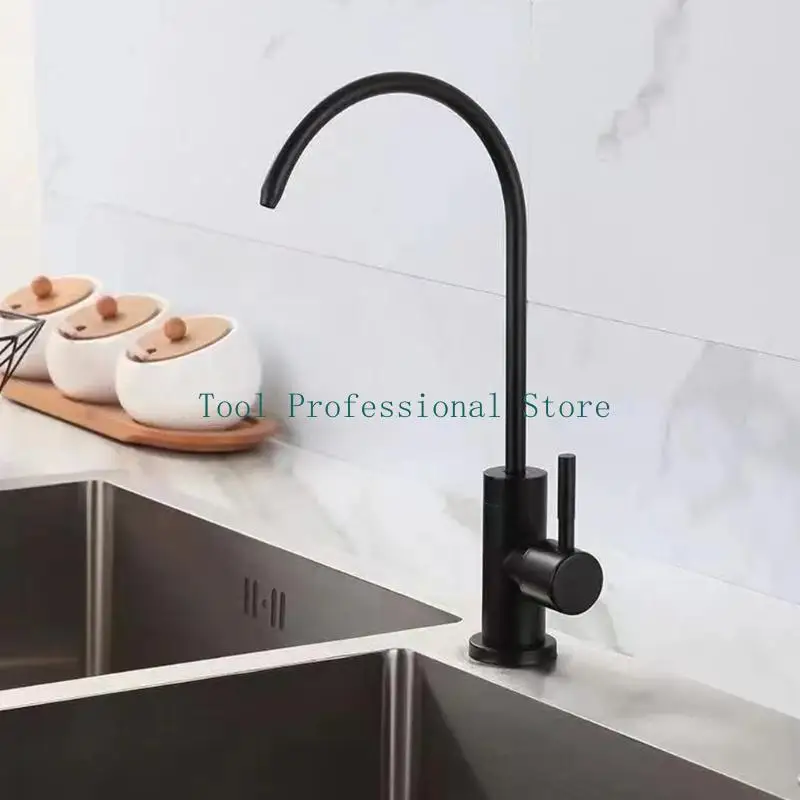 57QF Fregadero Filtración agua Faucet Botiding Water Faucet alto buzón （Negro/plata）
