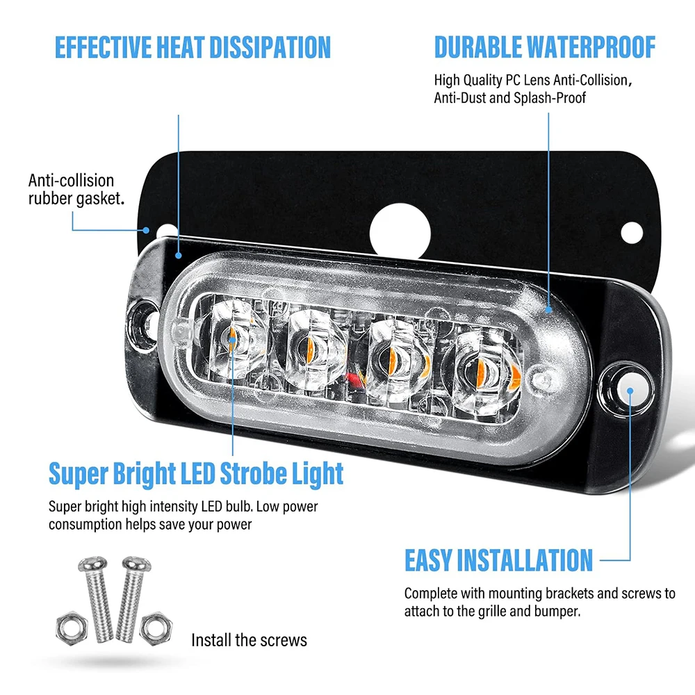 ضوء الطوارئ Stroboscopes 12 فولت 24 فولت العنبر LED مصبغة أضواء شاحنة الشرطة المتعري سيارة الطوارئ منارة ستروب مصباح إشارة