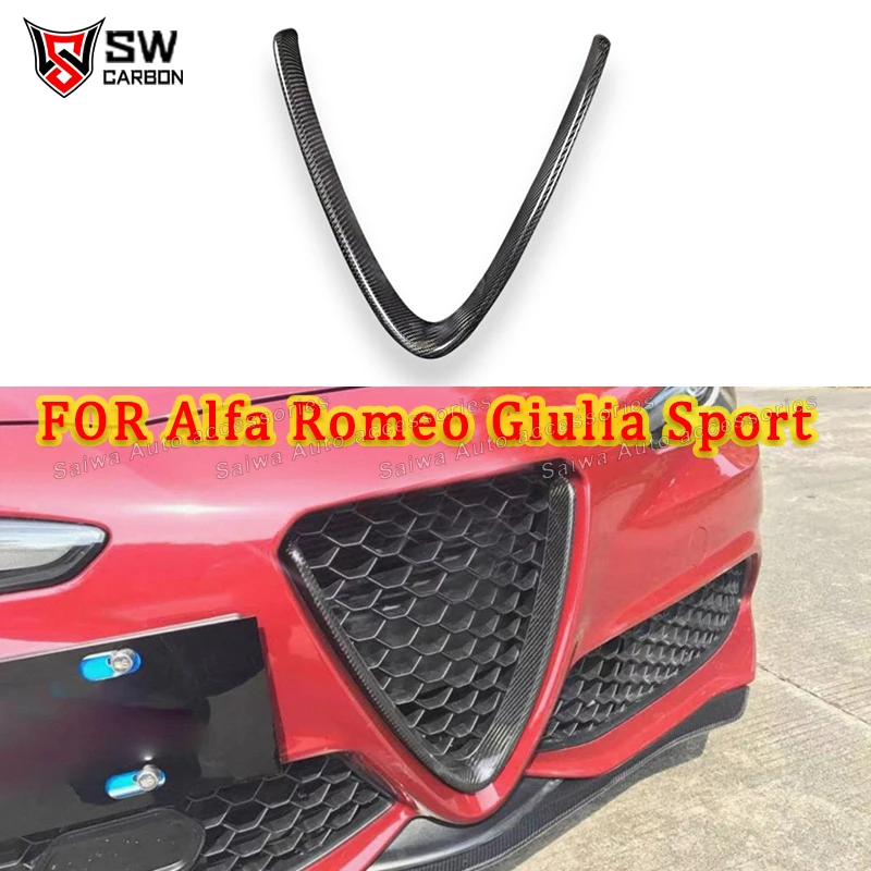 

Carbon Fiber Car Front V Style Grill Frame for Alfa Romeo Giulia Sport Sedan 4-Door 2016-2018 Auto Front Bumper Grilles Splitter