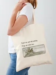 Frog and Toad meme Tote Bag Reuseable Canvas Fashion Shopping Grocery School Femal Gril Women Personal