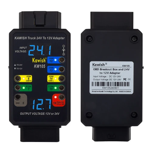 ¡Envío gratis! Adaptador de camión resistente KW105 de 24V a 12V para X431 para vehículos resistentes con convertidor de camión, función de caja de conexión OBD