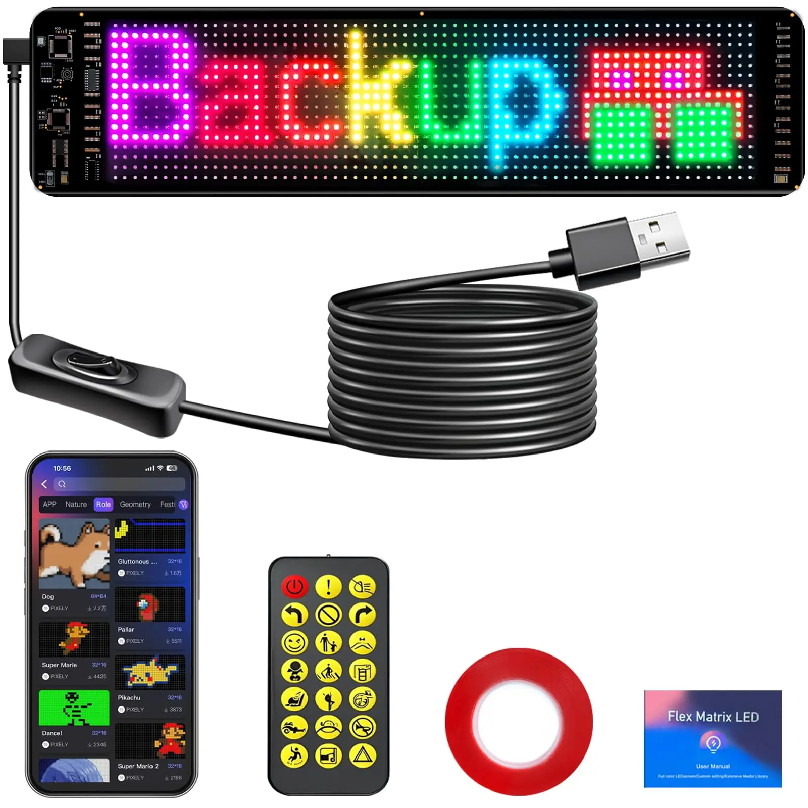 

Remote APP Control Scrolling Display Custom Sign DIY Programmable Flexible USB 5V LED Name Sign for Window Ad Devil's Eyes Light