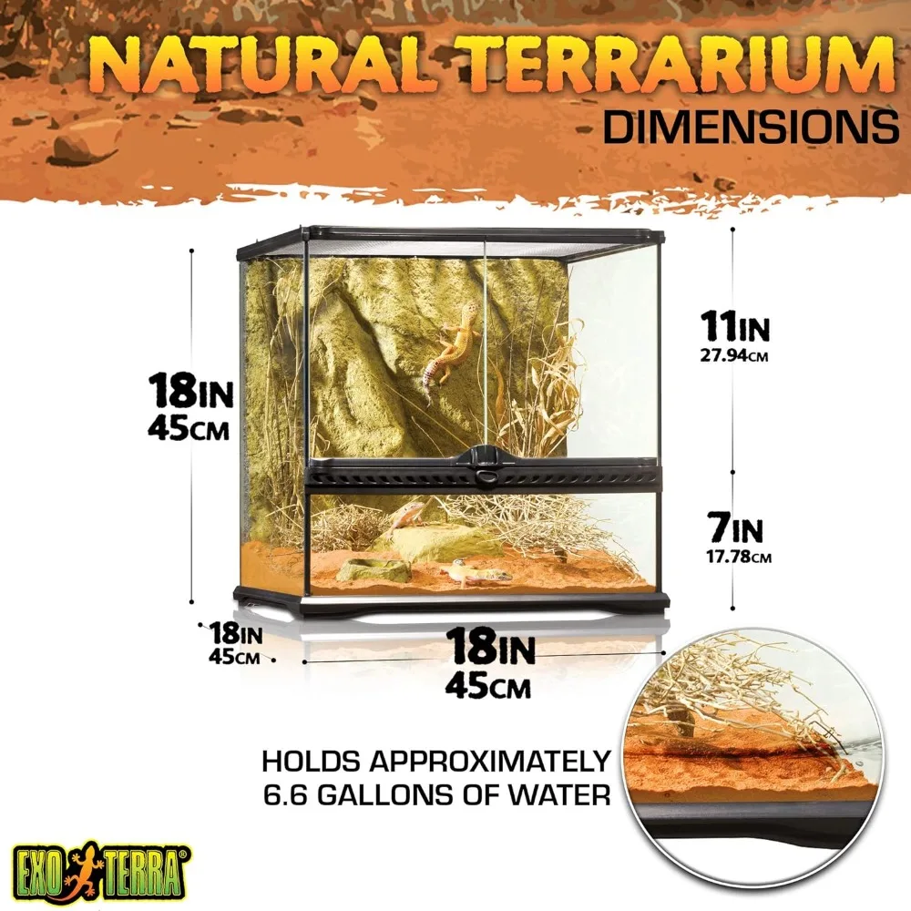 Glass Natural Terrarium Kit, for Reptiles and Amphibians Small Wide 18 X 18 X 18 Inches  Reptile Accessories Terrarium