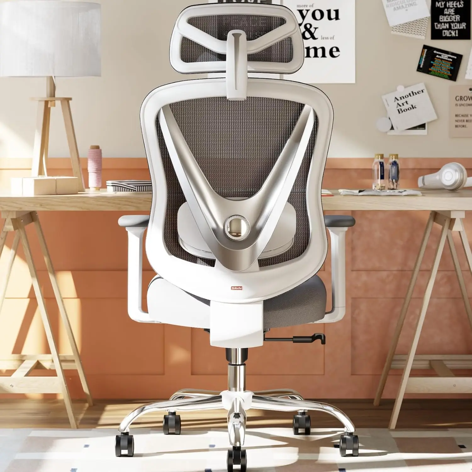 

Ergonomic Mesh Office Chair 3D Adjustable Lumbar Support & Armrests V-Shaped Back White