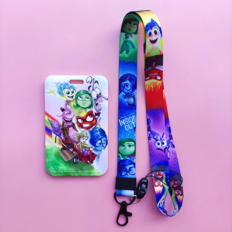 Disney Inside Out ID Card Holder Lanyards Women Business Neck Strap Credit Card Case Girls Badge Holder Retractable Clip