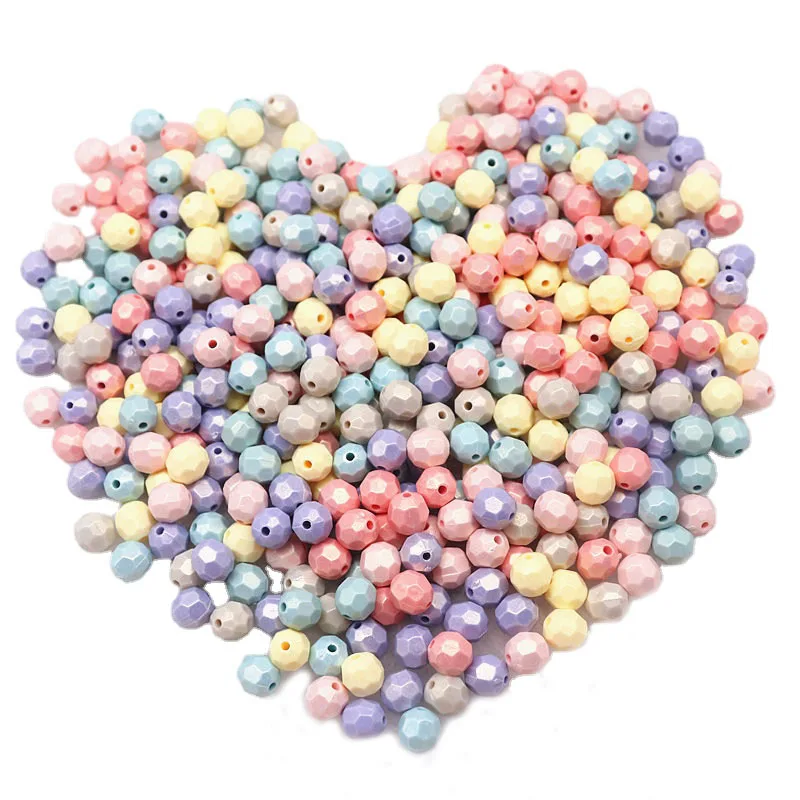 78pcs 7mm Macaron Color Perles Acrylic Spacer Beads Loose Hexagonal Bead for Jewelry Making Diy Supplier Handmade Accessories