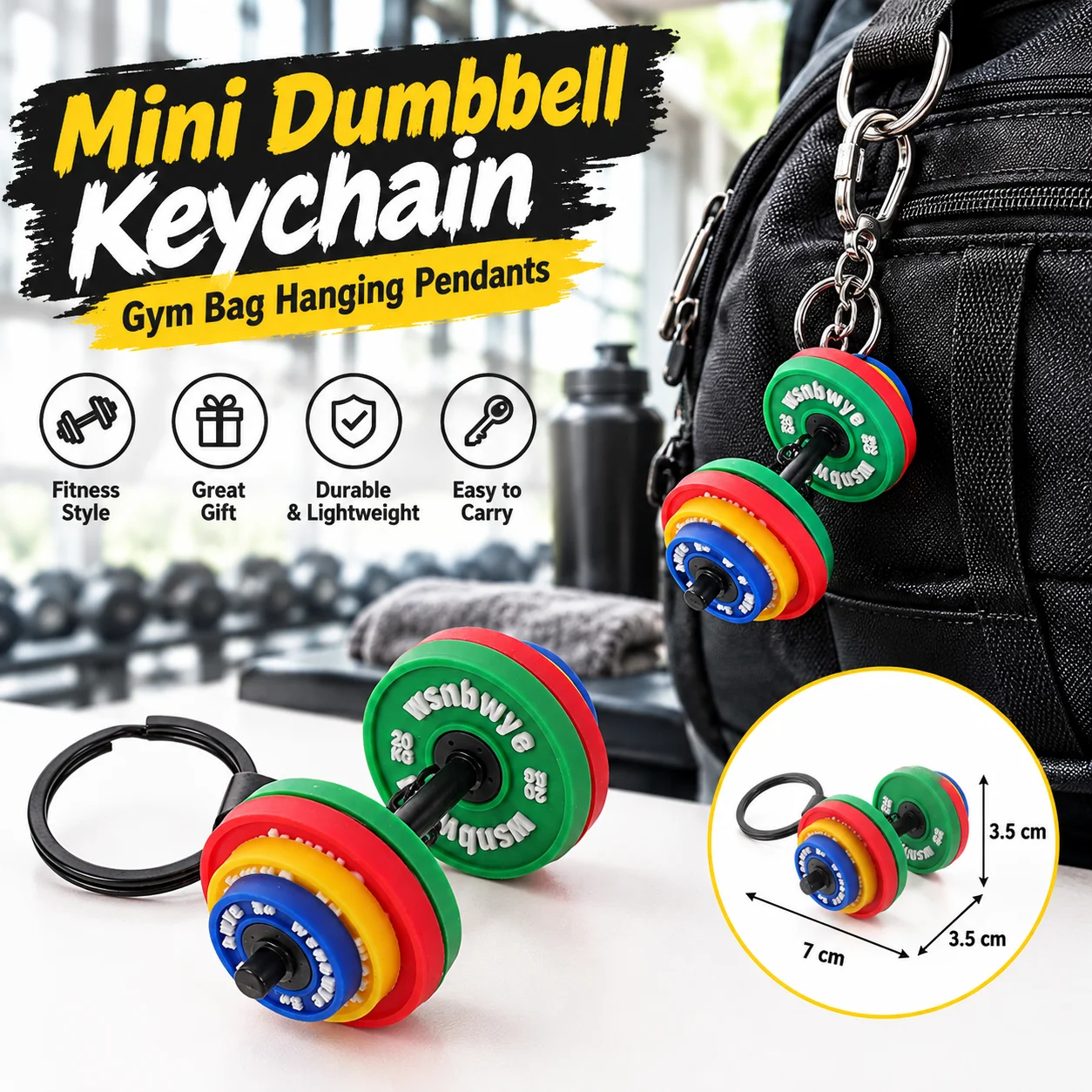 Gym Weights Keyrings Key Holder Mini Dumbbell Keychain Backpack Charm  Fitness Workout Charms For Gym Bag Hanging Pendants