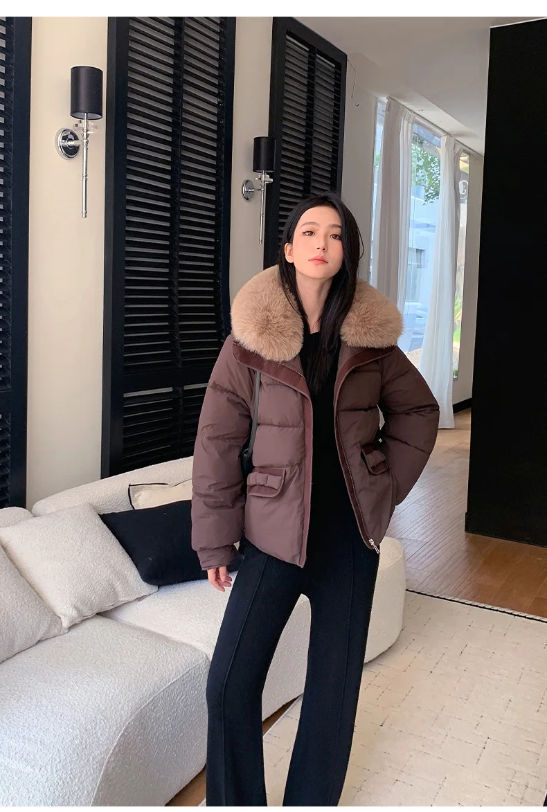 Simple Faux Fur Collar Padded Parka Women Thick Warm Winter Puffer Jacket 2026 Ladies Office Wear Casual Solid Zipper Outerwear