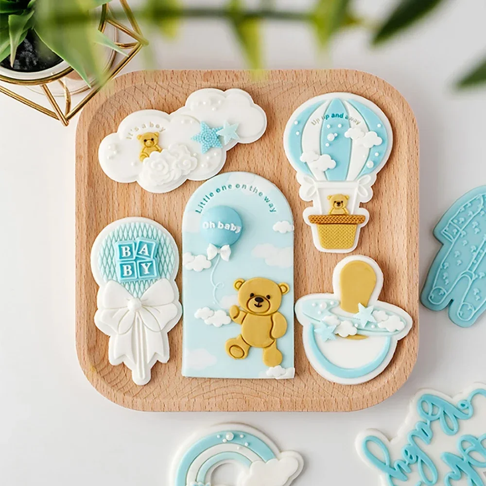 Baby Douche Taart Decoreren Gereedschappen Cookie Press Stempel Embosser Biscuit Cutter Fondant Sugarcraft Cookie Cutters Mold Cakevorm