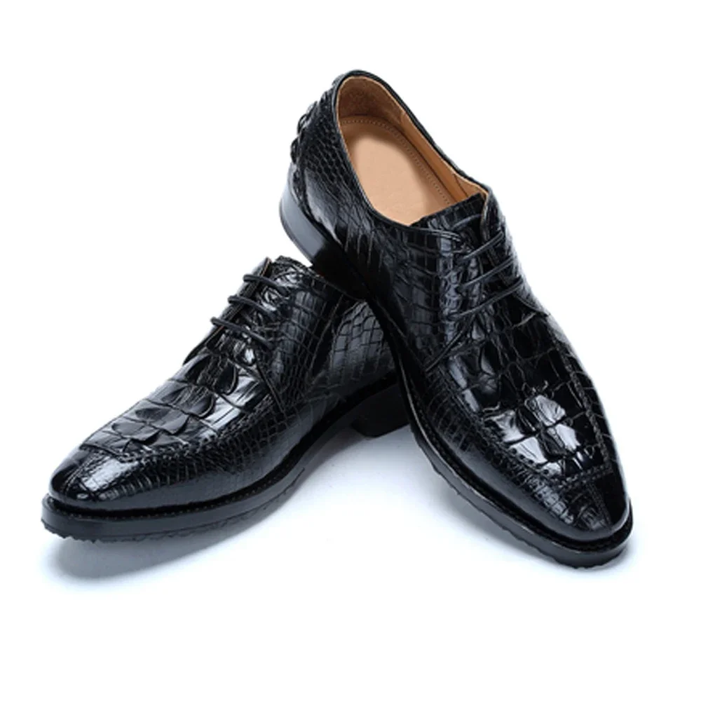 hulangzhishi new crocodile  Men dress shoes  lace-up  fashion  business male casual Pure manual  male