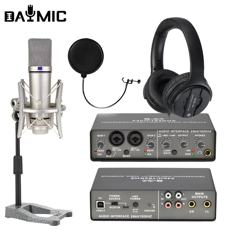 

Recording Set Microphone Headphones Sound Card Home Studio Singing Broadcast Equipment Kit for Home Studio Use