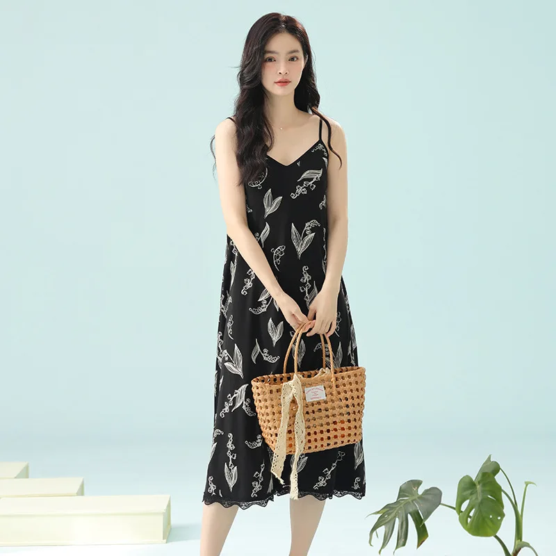 Sleeveless Women's Sleepwear With Chest Cushion, Summer Home Outfit, V-neck, Comfortable Sleep At Home