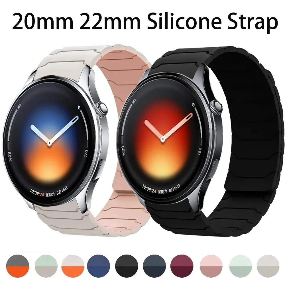 20mm 22mm Silikonarmband für Xiaomi Watch 5/S4-3-2-1 Magnetisches Komfortables Band für Oneplus Watch 3/2R/Lite Realme Watch 5/S Gürtel