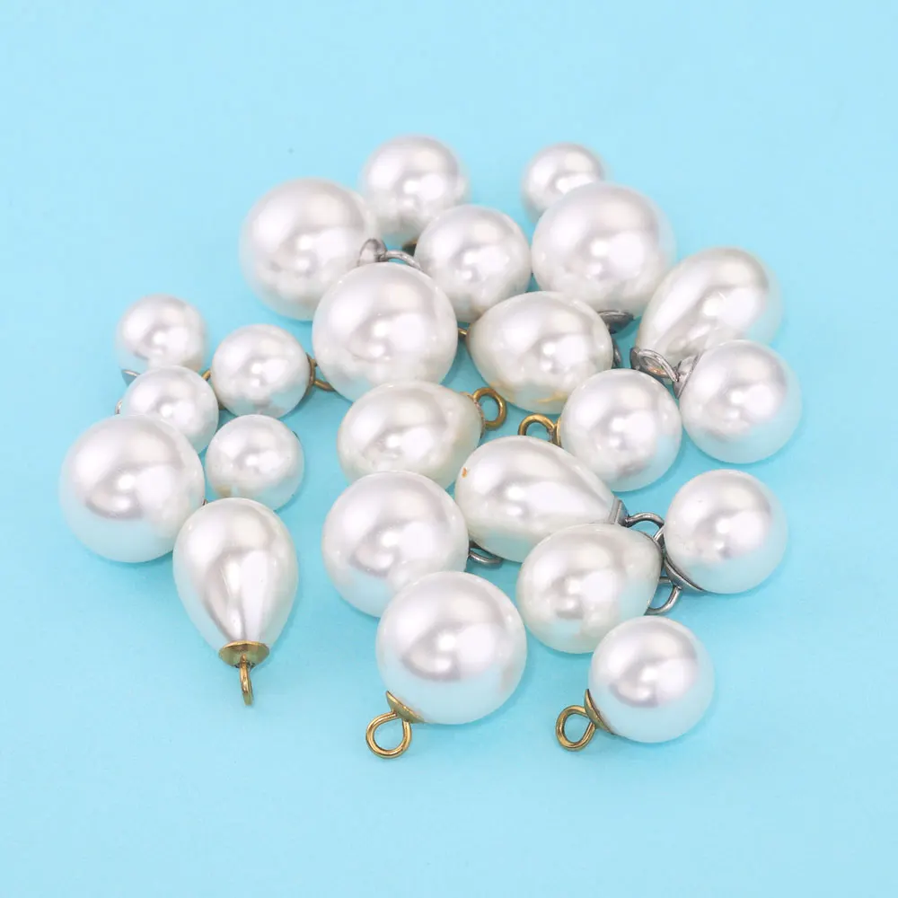 10pcs Imitation Pearl Beads White Round Charms Pendant For Earring Making Necklace Pendant Jewelry Making Accessories Wholesale