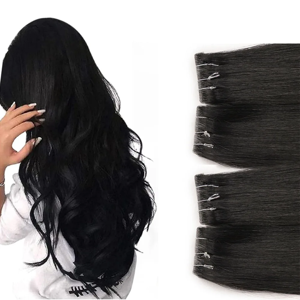 اللون الطبيعي غير مرئية بولي PU سلس حقن الشريط وصلات شعر الشعر البشري 18-24 بوصة 50 جرام/100 جرام أفضل جودة وصلات شعر #1