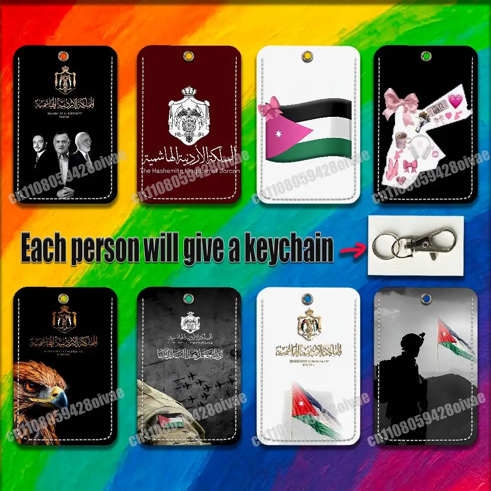 

Passport Flag Jordan Abdullah Bin Hussein For ID Clips Credit Bank Subway Card Holder Cover Sleeve Ornament Leather Keychain