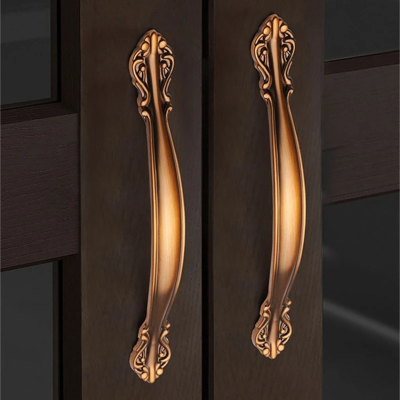 European Antique Door Handle Drawer Zinc Alloy Simple Wardrobe Furniture Accessories Coffee color Cabinet Handle