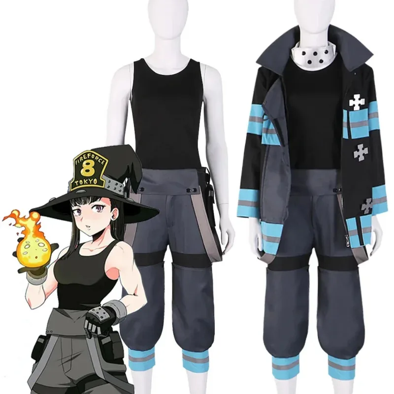 

Anime Manga Fire Force Shinra Kusakabe Maki Oze Cosplay Costume Firefighter Uniform Suit Woman Coat Pants Vest Halloween BGb;4.f