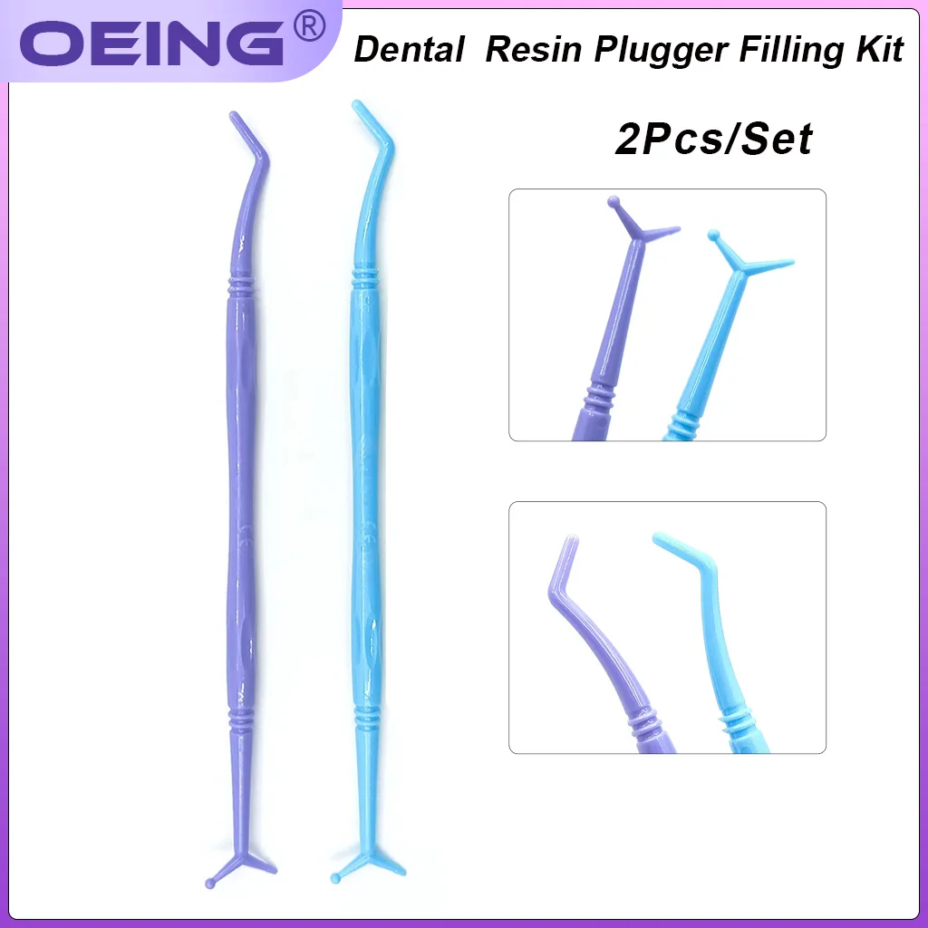 OEING 2Pcs Dental Plugger Filling Kit Composite Resin Spatula Filler Plastic  Double Tips Autoclave Dentistry Instrument