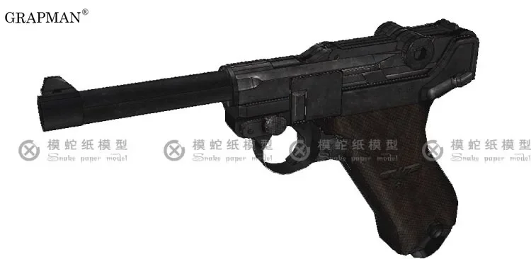 Ruggie P08 Pistol Paper Model Weapon Gun 3D Handmade Drawings Military Paper Jigsaw Puzzle Toy