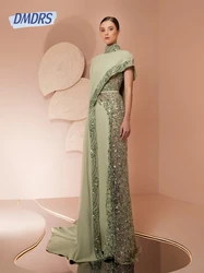 Shiny High Neck Evening Dress Women Modern Illusion Beads Party Mother Of Prom Dress Birthday Customized Formal Cocktail Gown