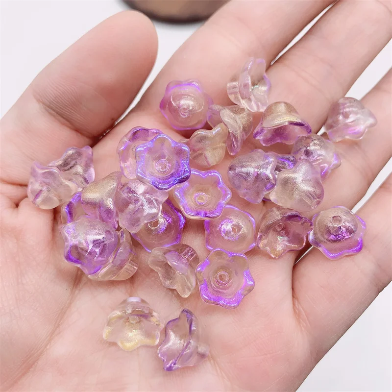 50pcs /Lot 6*10mm Lily of The Valley Flower Lampwork Beads Gradient Color Flower Bud Glass Beads DIY Jewelry Making Accessories