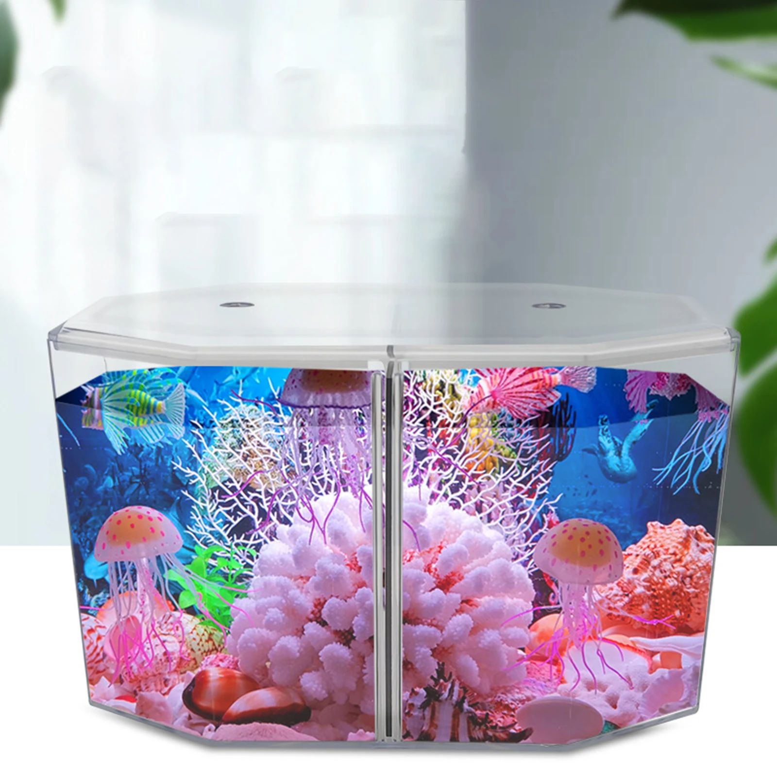 Mini Betta Fish Tank Home Decor Breeding Box Mini Aquarium for Kids Incubator Box Mini Aquarium Tank Betta Bowl for Jellyfish