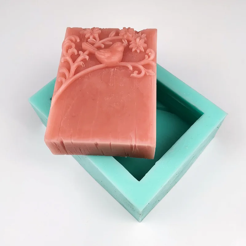 

HC0147 PRZY Mold Silicone Little Bird on a Branch Soap Molds Bird Mould Spring Molds Flower Soap Mold Silicone Rubber