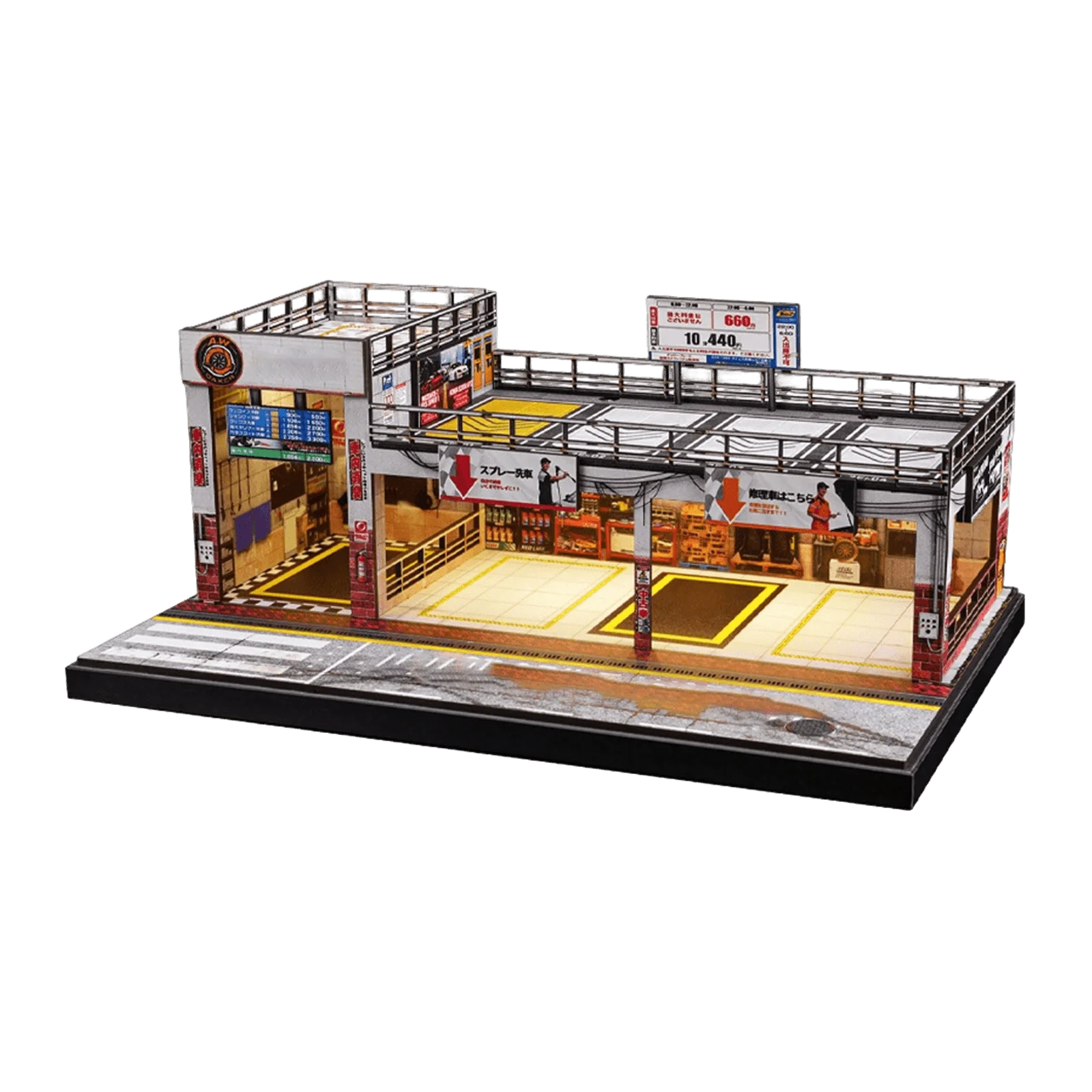 

1:64 Scale Car Garage Diorama LED Lighted Display Stand Miniature Scene Storage Parking Lot for Alloy Model Cars