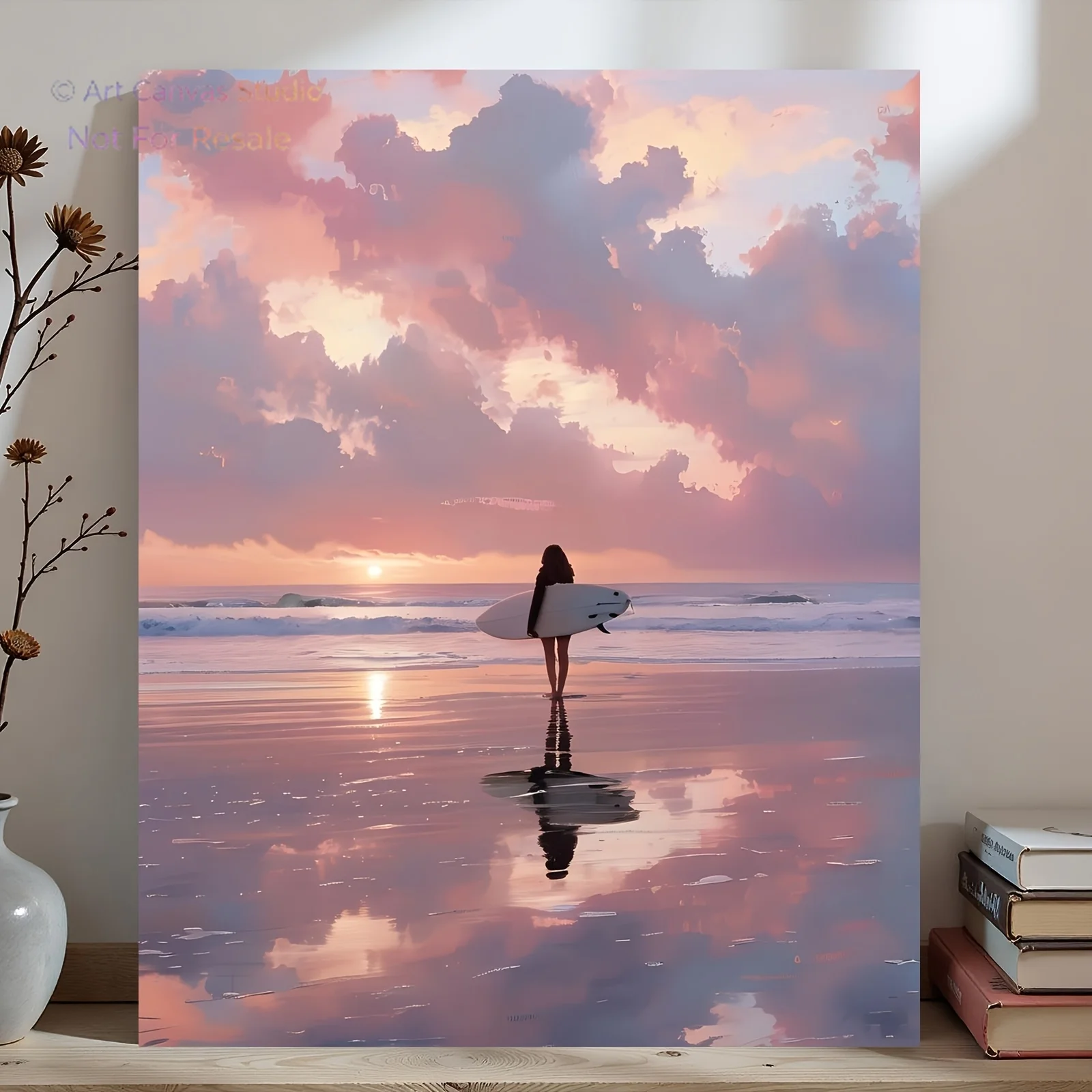 [2D Flat Frameless][Professional Art Use] 1pc Digital Oil Painting Kit, Beginner-Level Starter Kit, Silhouette of a Woman wit