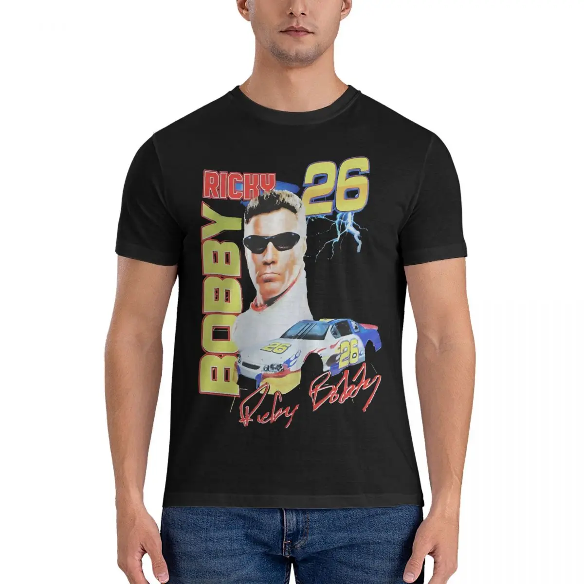 Funny RICKY BOBBY VINTAGE RACING T-Shirt for Men Round Collar Cotton T Shirts Ricky bobby Short Sleeve Tee Shirt Gift Idea Tops