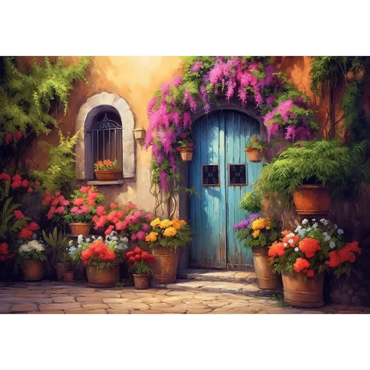 Allenjoy Painted Outdoors Spring Floral Door Backdrop