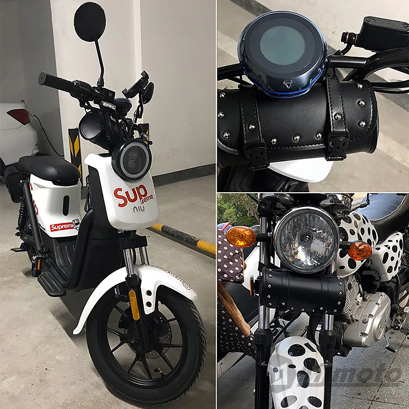 Crocodile Pattern Retro Motorcycle Cruiser Tool Bag Fork Barrel Shape Handlebar Front Fork Bag Motocross Mini Hanging Bag Newest