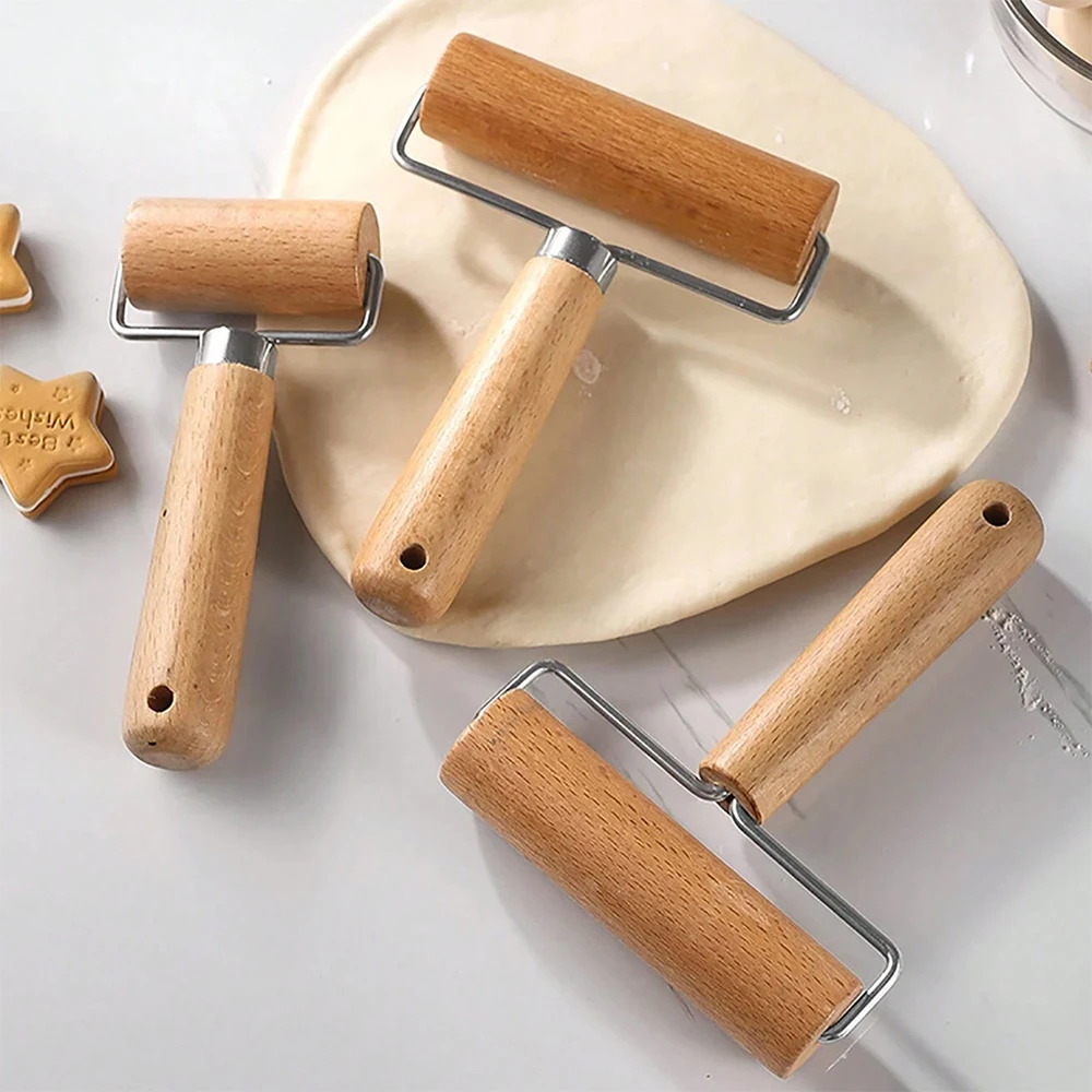 Wood Rolling Pin With Handle for Baking Dough Roller Pastry Pasta Pizza Roller Kitchen Utensils