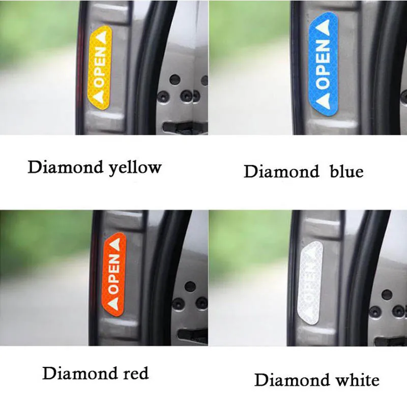 Safety door reflective stickers for car warning sign reflective tape motorcycle helmet luminous sticker 4pcs/set