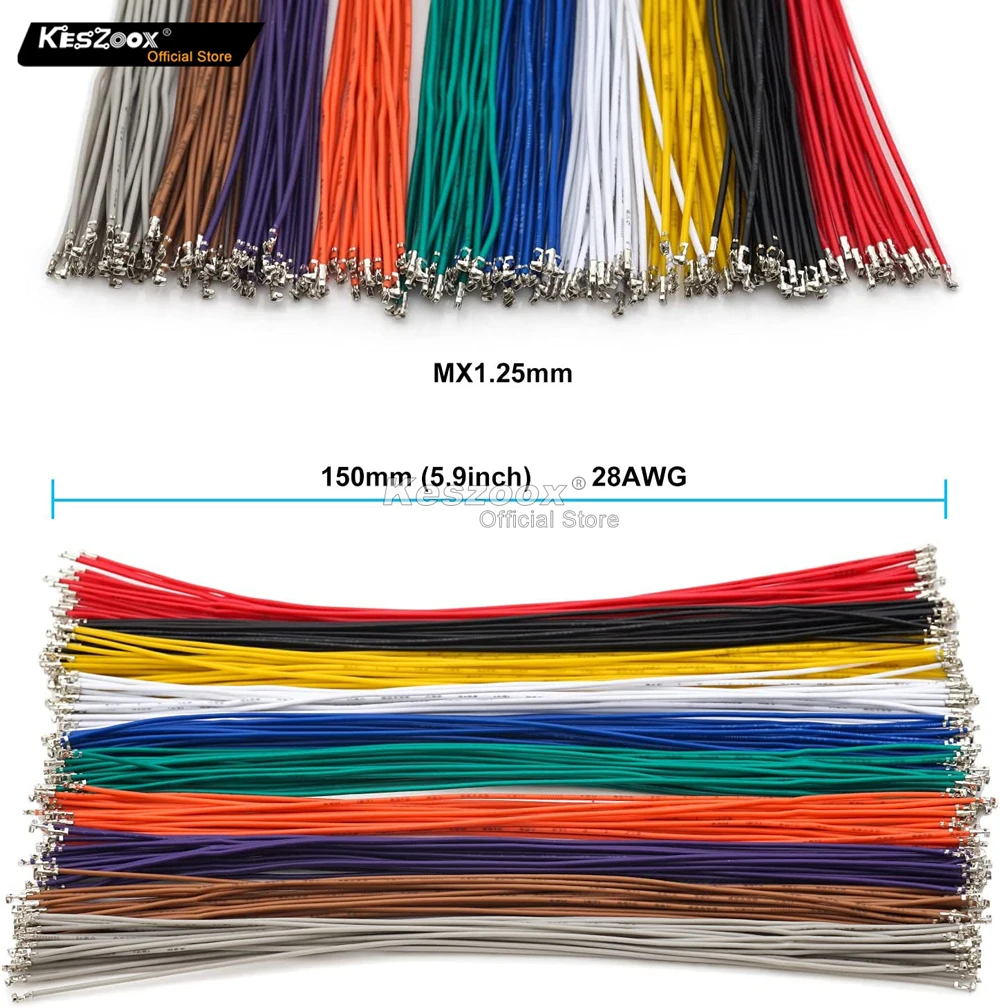 keszoox Molex 1.25mm 51021-02 MX 1.25mm Male Connector Kit 53047-0260 2-10P Housing with 28AWG Pre-crimped Cable