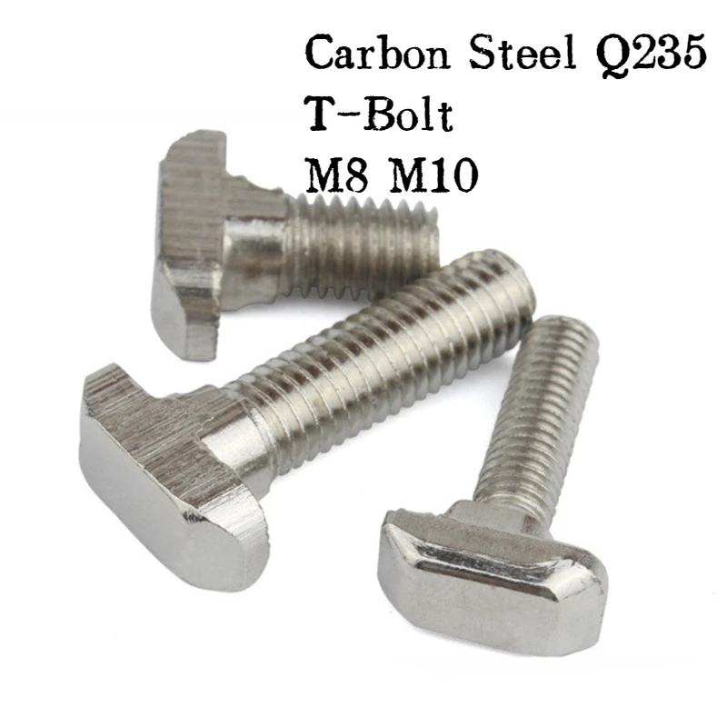 50pcs High Quality Carbon Steel Q235 T-Screws T Hammer Head T Bolt Aluminum Connector for 40/45 Aluminum Profiles