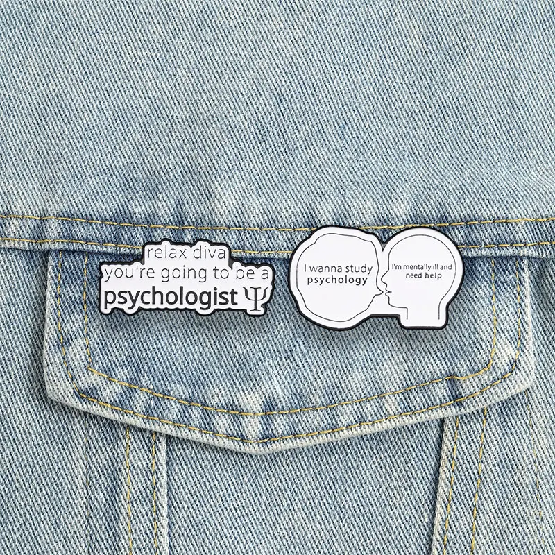 Psychology Student Sarcastic Enamel Pins Psi Symbol Ψ Mental Health Brooches Lapel Badges Psychologist Jewelry Gift for Friends