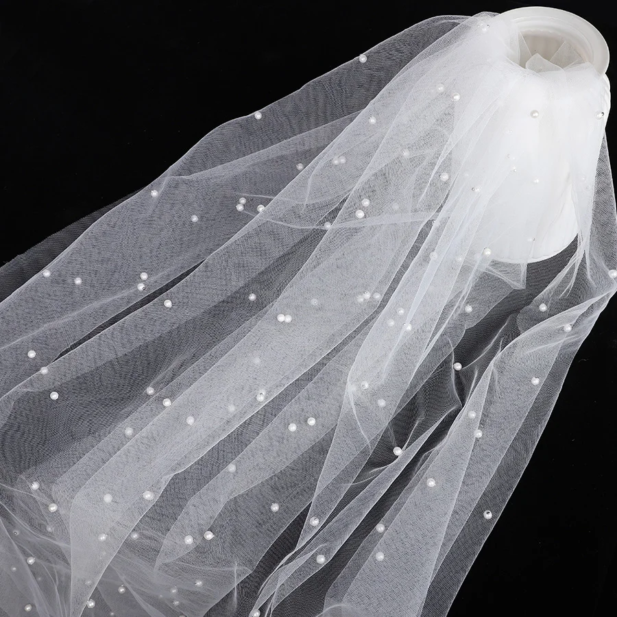

80x300cm Pearl Beaded Mesh Tulle Fabric Table Runner Wedding Veil Bouquet Wrapping DIY Clothing Accessories Party Decoration