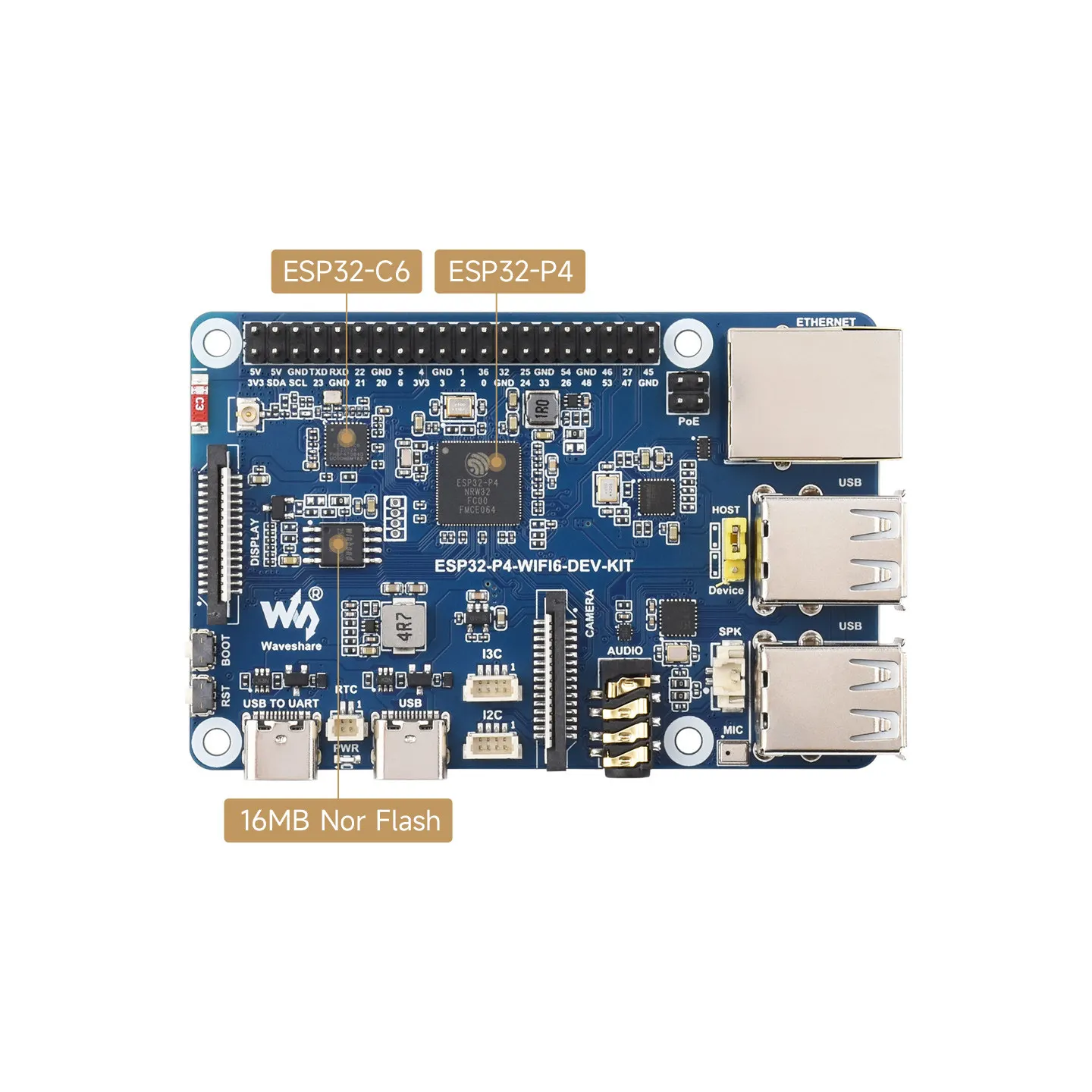 Carte de développement ESP32-P4 intégrée à ESP32-C6, Bluetooth et Wi-Fi, prend en charge la commande vocale Xiaozhi AI et DeepSeek