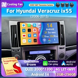 Android 14 wifi+4G Carplay AUTO Car Radio For Hyundai Veracruz ix55 2006-2015 Navigation GPS Video Player Stereo Multimedia 2DIN