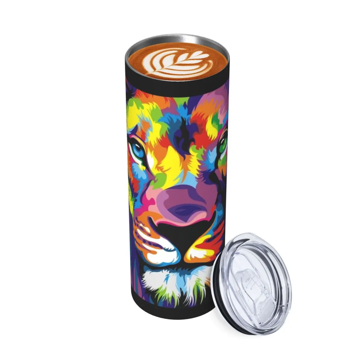 

Бэнкси Радужный Лев Граффити Поп-арт Картина Стакан из нержавеющей стали Вакуумная изоляционная кружка Термальная холодная чашка Соломинки с крышкой 20 унций